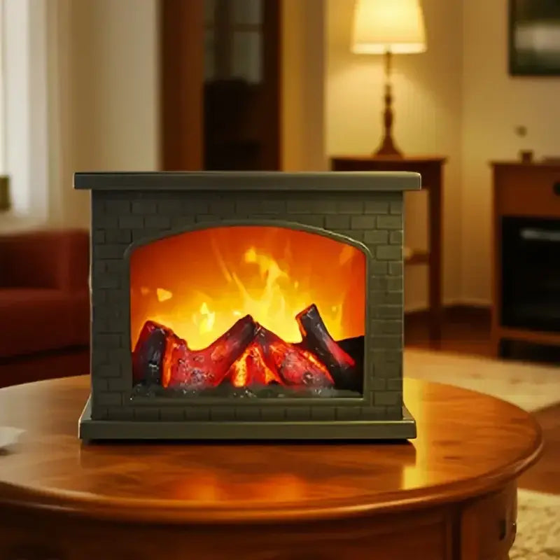 LED fireplace table lamp with realistic flame effect for cozy ambient lighting