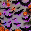 3D bat wall decor Halloween night light purple stickers for party decoration