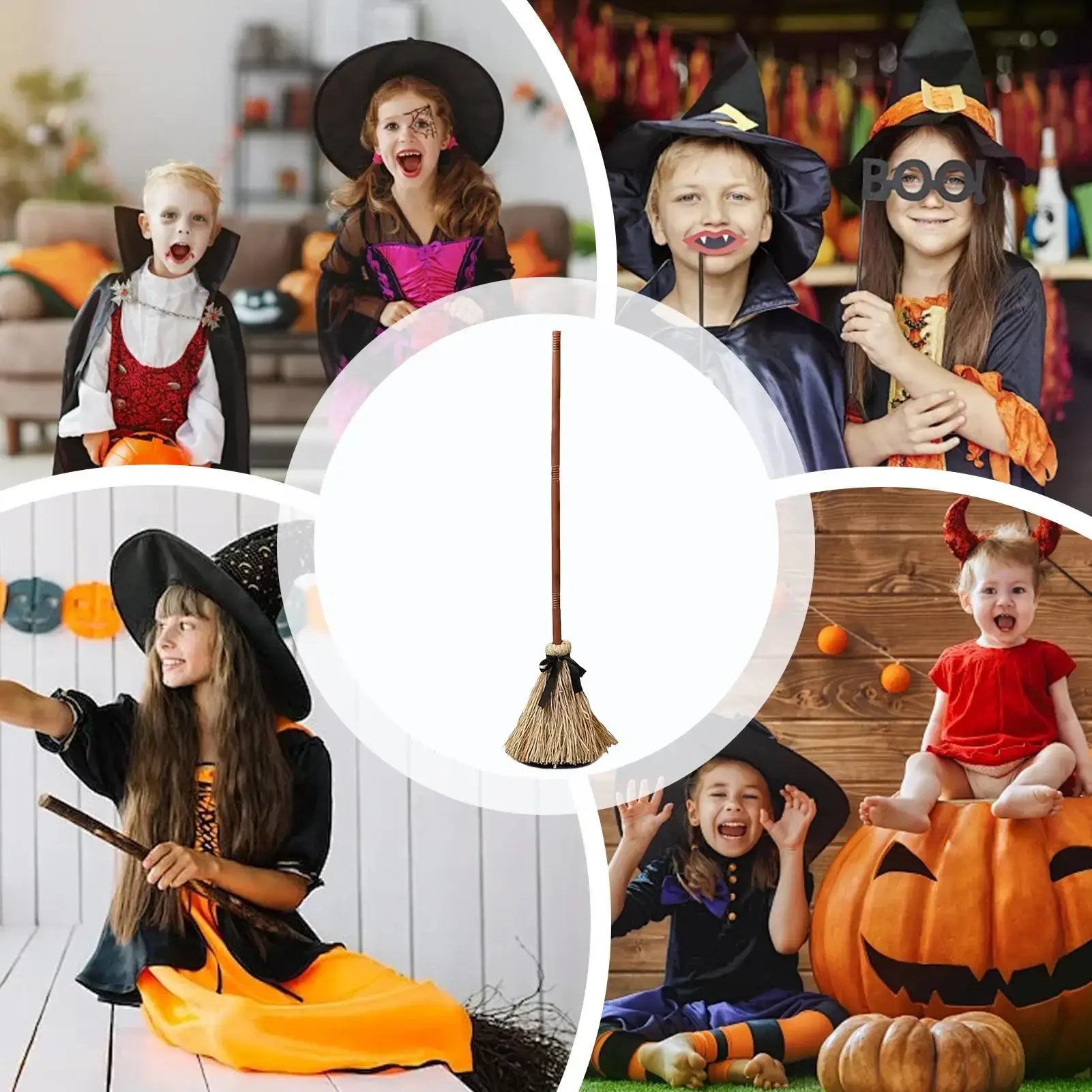 Sound activated floating witch broom Halloween decoration with motion sensor