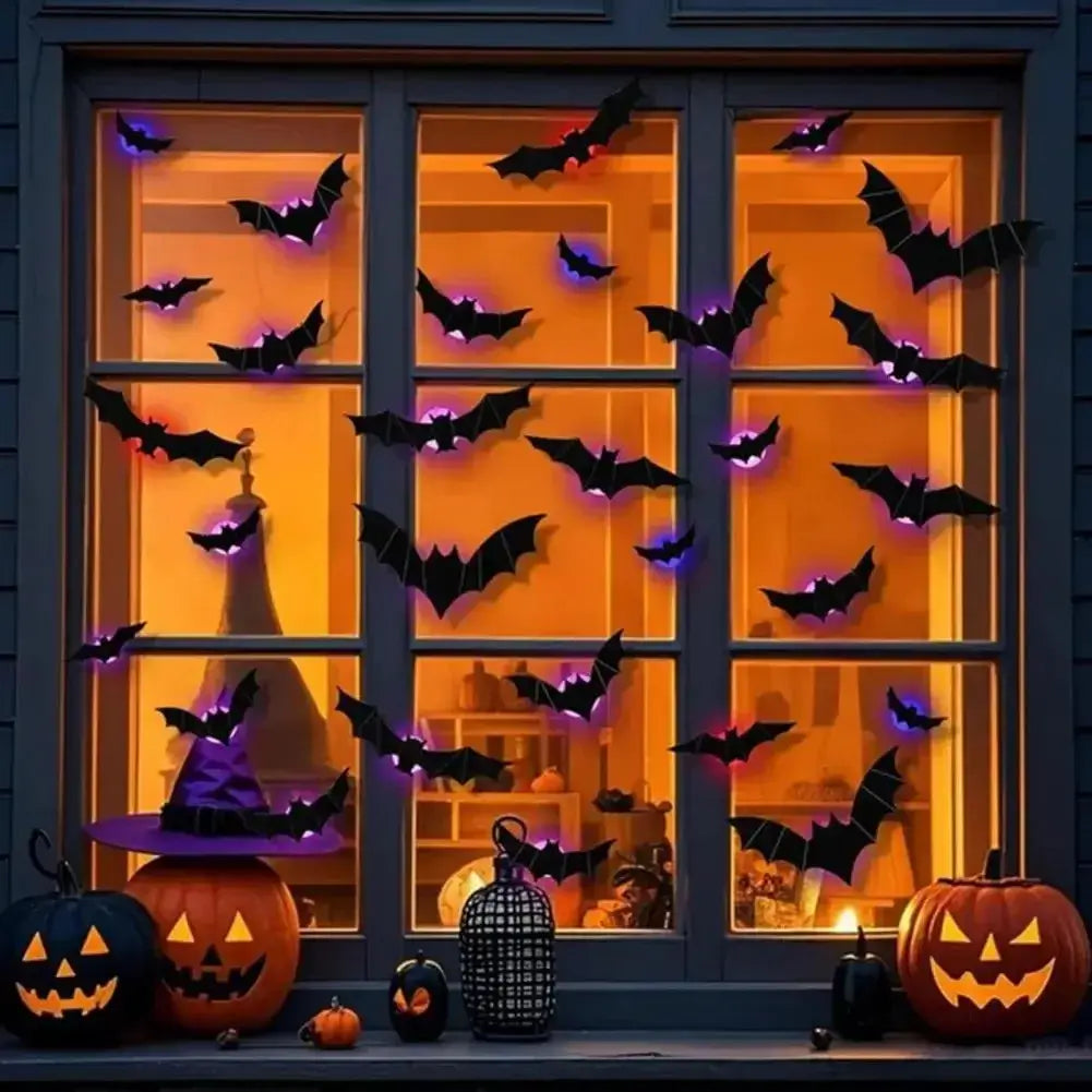 3D bat wall decor Halloween night light purple stickers for party decoration
