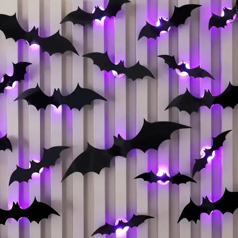 3D bat wall decor Halloween night light purple stickers for party decoration