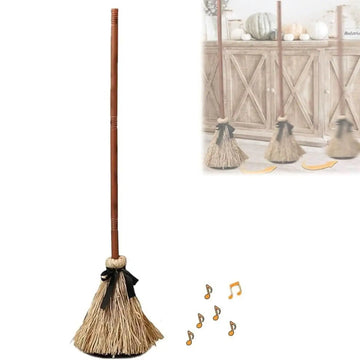 Sound activated floating witch broom Halloween decoration with motion sensor